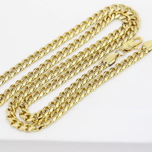 Hombre 24" Acero Inoxidable,Colgante Cabeza de León,Cadena Cubana Bordillo Chapada en Oro,CAJA - Imagen 5 de 5