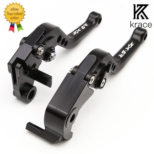 For Kawasaki ZX6R zx636 2019-2025 2023 CNC Brake Clutch Levers Short Black Logo - Picture 2 of 13