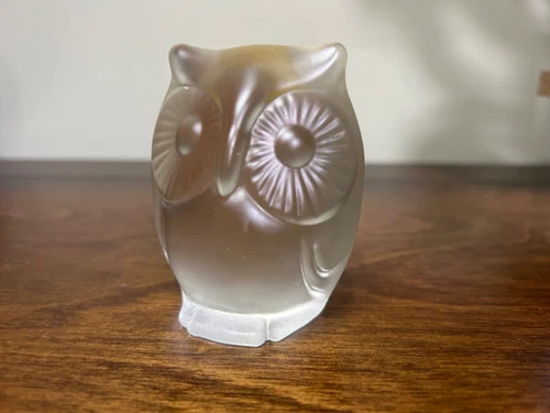 Vintage New W Tag Fenton Crystal Frosted Owl Paperweight Figure Maker’s Mark