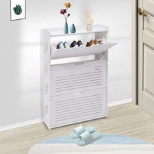 3 Layer Storage Drawers Shoe Cabinet Organizer Boots Holder White Shoe Cabinet