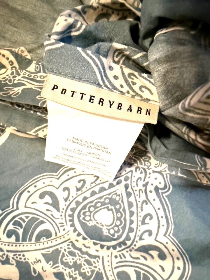 Funda nórdica Pottery Barn ~ azul pálido y blanco Alana Medallion F/Q 2 fundas 2 euros Foto 4 de 4