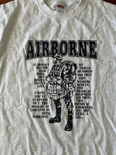 NWT Vintage US Military Airborne T-shirt XL Gray Soffe Made in the USA (Stains)
