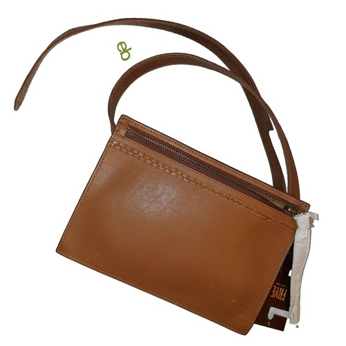 FRYE Women L Tan Leather Belt Bag Slide Clutch + removable  display picture 1