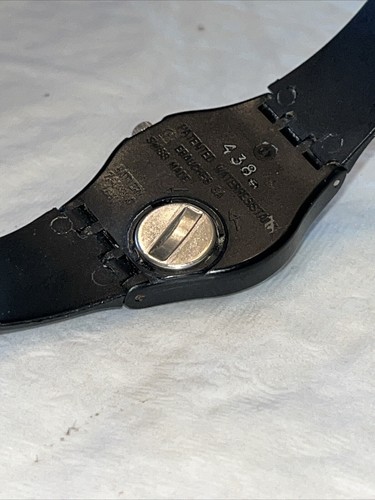 vtg 1984 Swatch Watch High Tech Womens 1980s Black White Hands Swiss UNTESTED - 第 12/15 張圖片