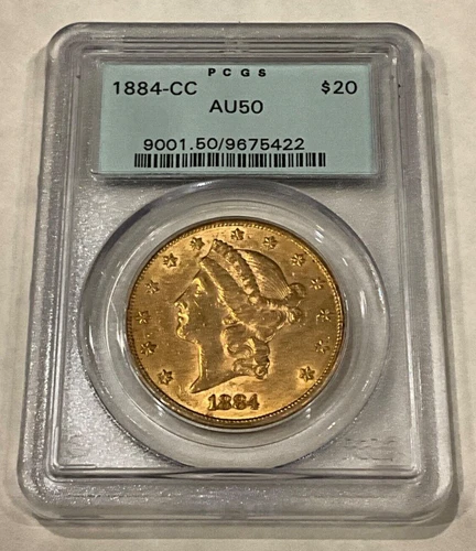 1884-CC PCGS GRADED AU50 $20 GOLD LIBERTY HEAD / DOUBLE EAGLE COIN