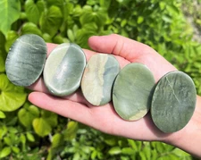 Green Jade Worry Stone, 2" (Polished Gemstone, Jade Palm Stone, Jade Crystal)