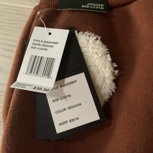 Pantalones deportivos Brooklyn Laundry para niños grandes forrados de vellón marrón - Imagen 9 de 9