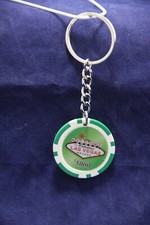 New Welcome to Fabulous Las Vegas Green 5000 Poker Chip Key Ring Keychain - G2
