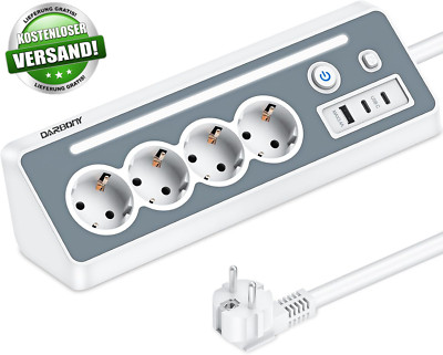 Steckdosenleiste Mit USB Und 2 Type-C, 4 Fach Ecksteckdose Mehrfachsteckdose Mit
