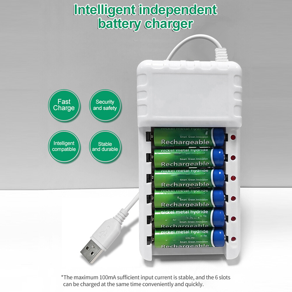8 Slots USB Battery Charger for 1.2V NiMH NiCd AAA AA Rechargeable