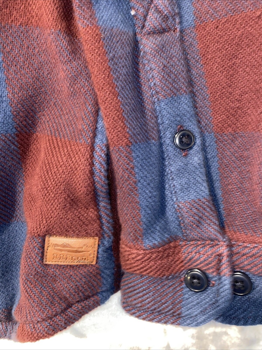 L.L. Bean(516097) Men's Blue/Red Plaid 1912 Shacket Pockets