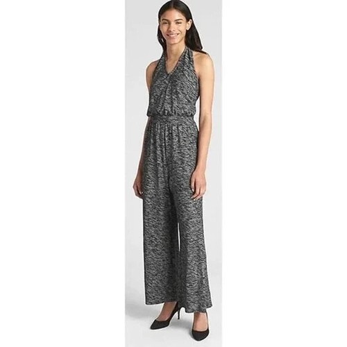 Gap Jumpsuit Damen Größe Small Grau Neckholder V-Ausschnitt Ärmellos Weites Bein Strick Neu mit Etikett