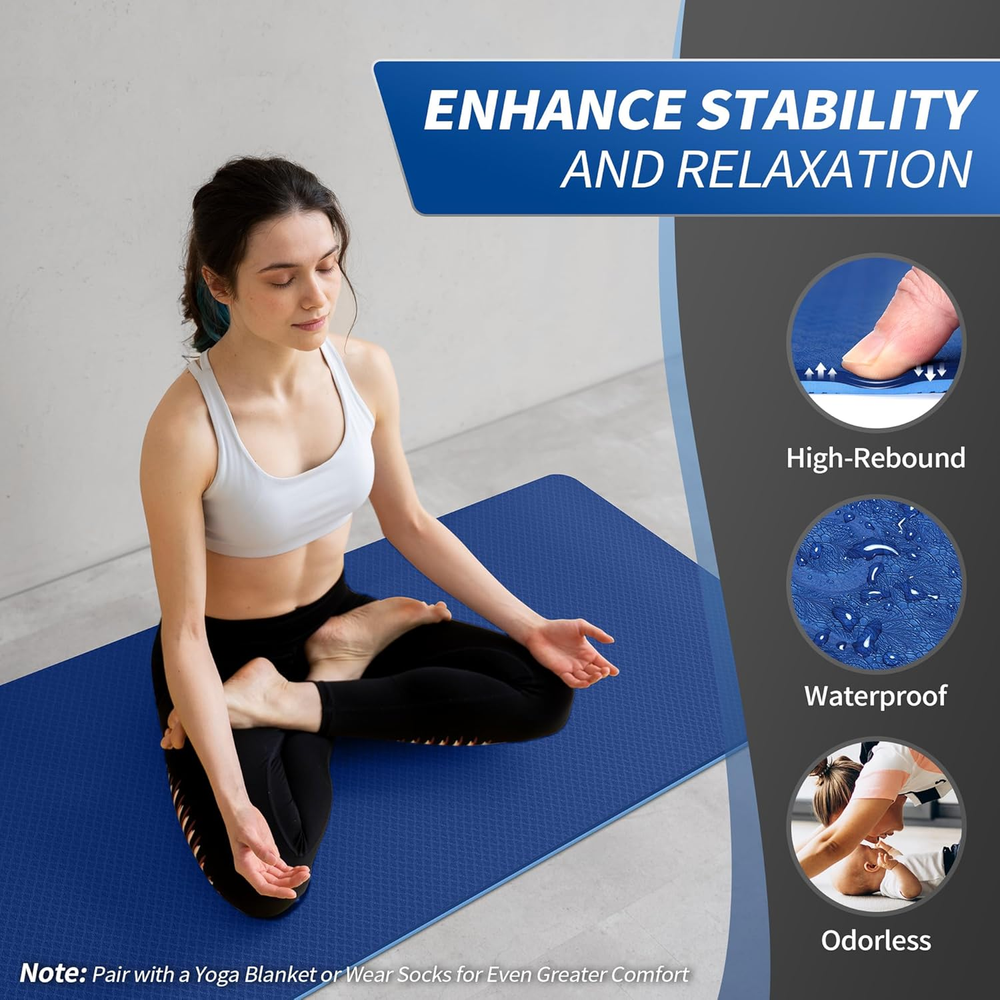 Extra Thick Non-Slip Yoga Mat for Women Men Kids 1/3 1/4 2/5 Inch