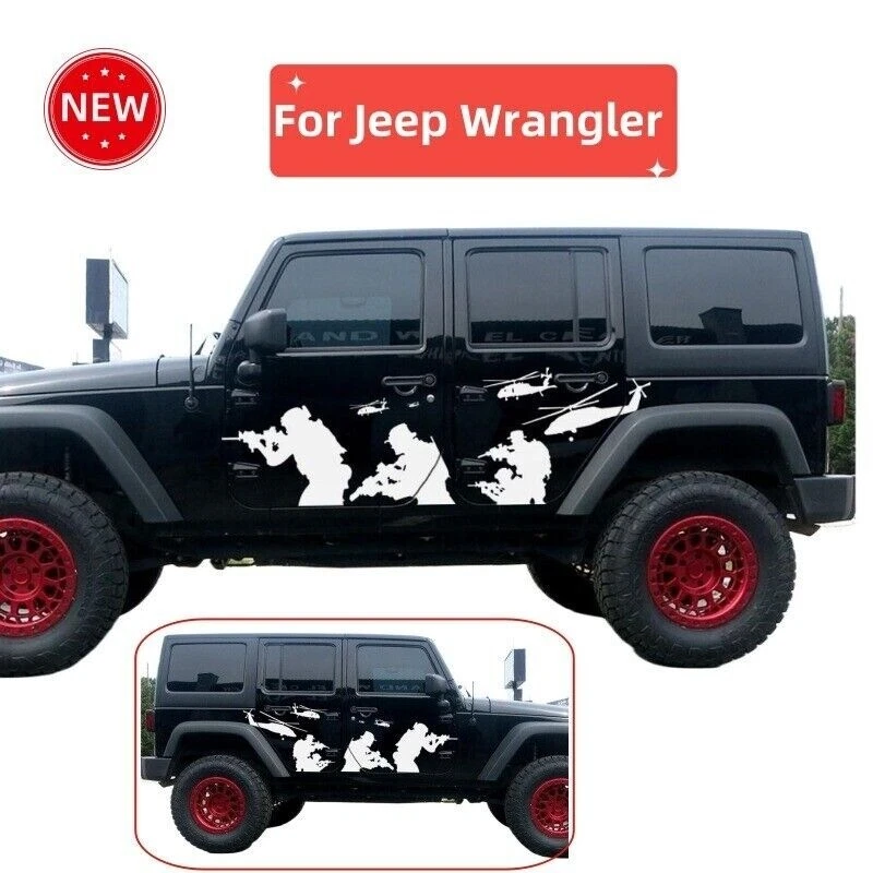 Calcomanías gráficas para puertas laterales para Jeep Wrangler helicóptero soldados ejército coche pegatina Foto 4 de 4