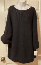 NWT Roberto Collina Women Size 2 OVERSIZED 3/4 Sleeve Wool Sweater Navy 550