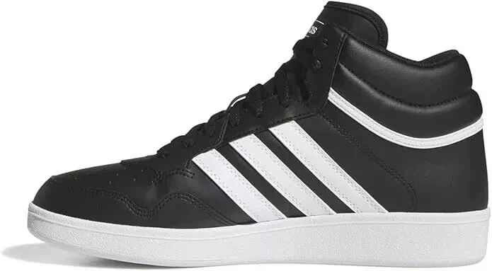 Tênis de basquete unissex Adidas adulto argola média JQ9994 preto/branco novo em folha - Imagem 2 de 4