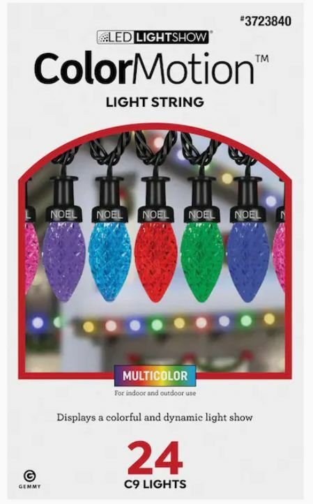 Gemmy Lightshow 24 Count 23 ft C9 Color Motion Multicolor LED 