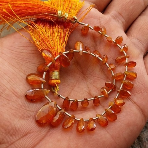 Collar de cuentas de 8 pulgadas de pera corte cianita naranja natural 38 quilates 4x6 a 8x15 mm - Imagen 16 de 24