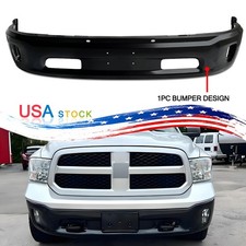 Black Steel Front Bumper Cover For 2013-2018 Dodge Ram 1500 W Fog Light Holes Black Steel Front Bumper Cover For 2013-2018 Dodge Ram 1500 W Fog Light Holes