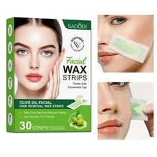 30 Facial Wax Strips -For Face, Eyebrow, Chin, Upper Lip - Facial Hair Removal