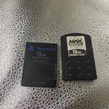 2 Sony PlayStation 2 PS2 Memory Card 8 MB And 16mb - Tested  Works