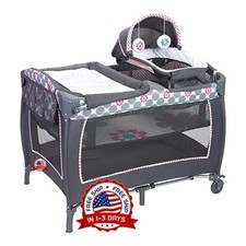 Corral Para Bebe Ninas Con Cambiador Cunita Corralito Gris Rosado Cosas De Bebe