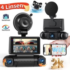 Dashcam Auto 4 Kanal 360° 2K + 3*1080P WIFI Weitwinkel DVR Nachtsicht + 64GB TF