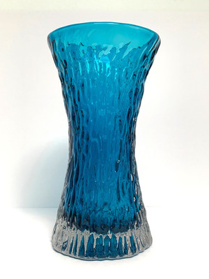Vintage Whitefriars Geoffrey Baxter Eisvogel blaue Sanduhr Glas Vase # 9836