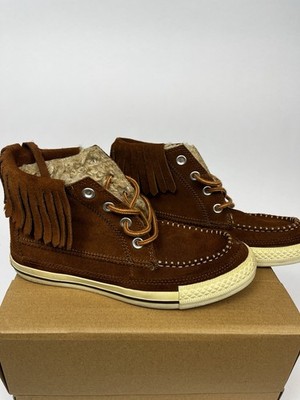 Converse Chuck Taylor Leather Fringe Sand Dune High Top Sneakers 7 Tan Brown