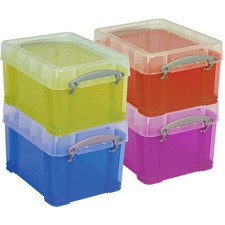 Plastic Storage Bin with Lid Stackable Mini Container Assorted Colors Clear 4...