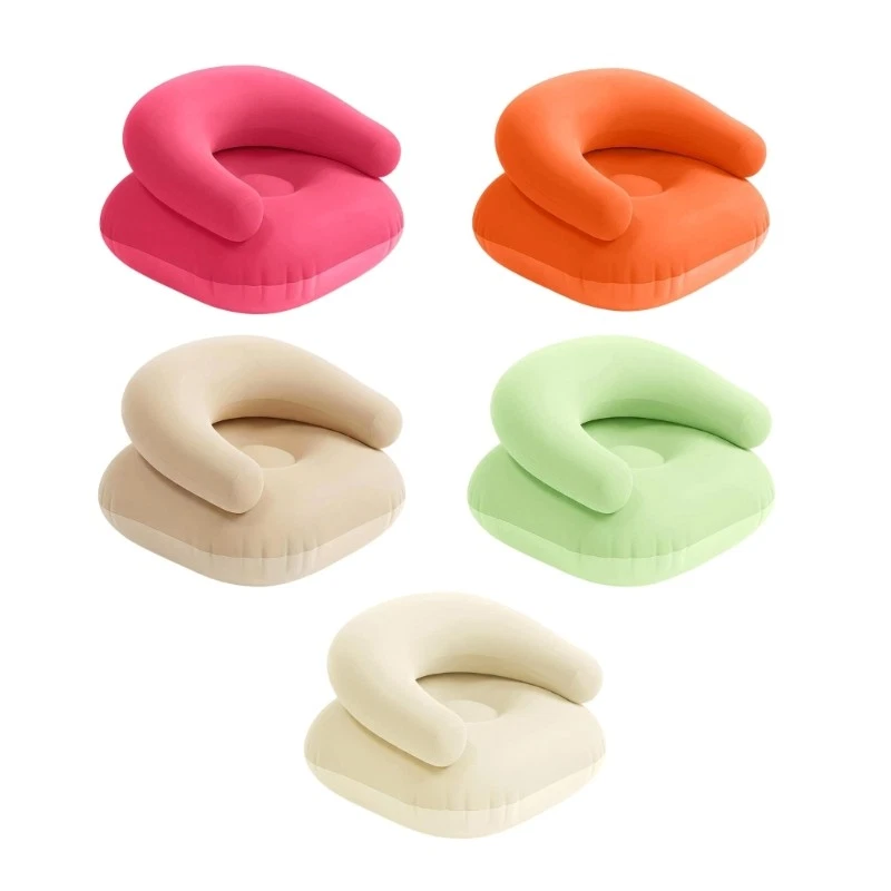 U Shape Sofa Chair Portable Inflatable PVC Flocking Lounger Chair Easy To Carry