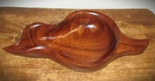 Hawaii VINTAGE KOA WOOD BOWL Leaf Shape Thick 12 1/2" L x 6"W x 2"H