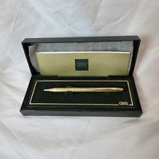 Vintage Cross Blue Ballpoint Twist Pen 1/20 10kt Gold Cap & Barrel Made In USA