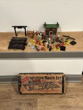 Vintage 1950s Louis Marx Toy Western Ranch Set With Original Box