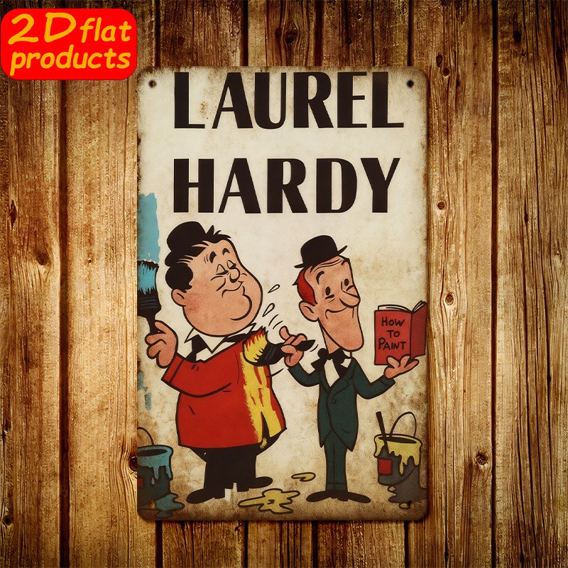 Laurel & Hardy Cartoon Characters Tin Metal Signs Home Décor