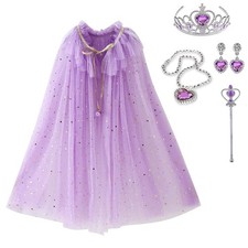 Princess Cape for Little Girls Princess Cloak with Crown Wand Earring Necklac...