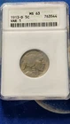1913D 5C Type 1 Buffalo Nickel  ANACS soapbox holder MS 63