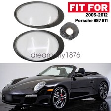 Fit Porsche 997 911 Carrera 2006-12 Pair Headlight Lens Cover Shell Black Border