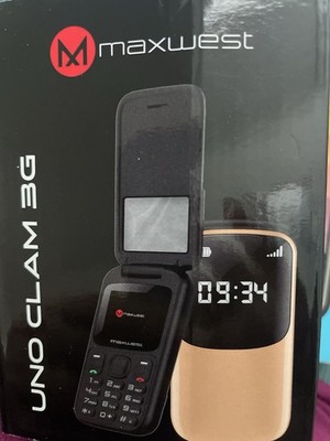 Maxwest Uno Clam 3G Flip Phone Dual Color Black Gold Flip Style Mobile Device