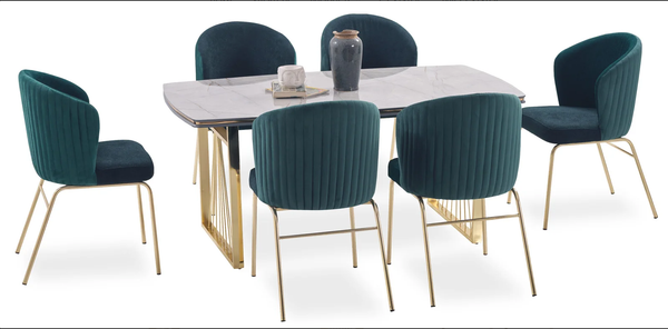 Exklusives Design Esszimmer Set Esstisch + 6X StüHle-image