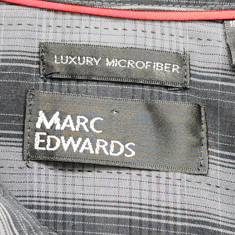 Vintage Marc Edwards Shirt Mens Size L Gray Plaid Luxury Microfiber Button Up - Image 3 of 4