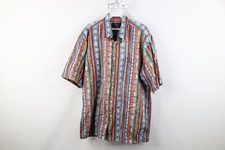 Vtg 90s Streetwear Mens L Abstract Rainbow Short Sleeve Collared Button Shirt