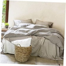 Linen Sheet Set - 4 Pcs  , Breathable  Soft, Fitted King Natural Linen/Beige