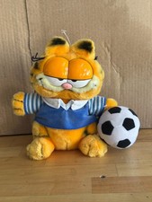 Vintage 1981 Dakin Garfield Plush Soccer with Ball 9" Stuffed Animal Toy As Is