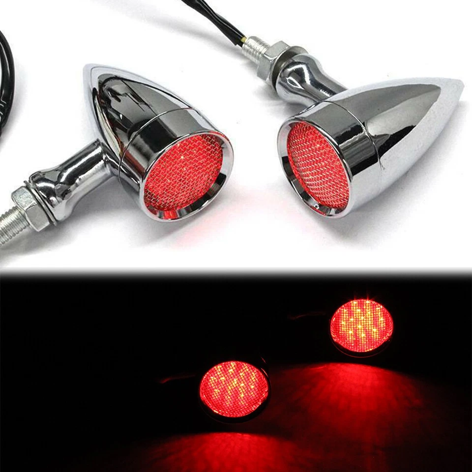 Chrome Bullet Motorcycle LED Turn Signal Blinker Lights For Harley Dyna Softail - Изображение 4 из 4