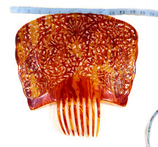 HUGE 12in Peineta Comb for Mantilla Veil Tortoise Celluloid Art Nouveau Filigree