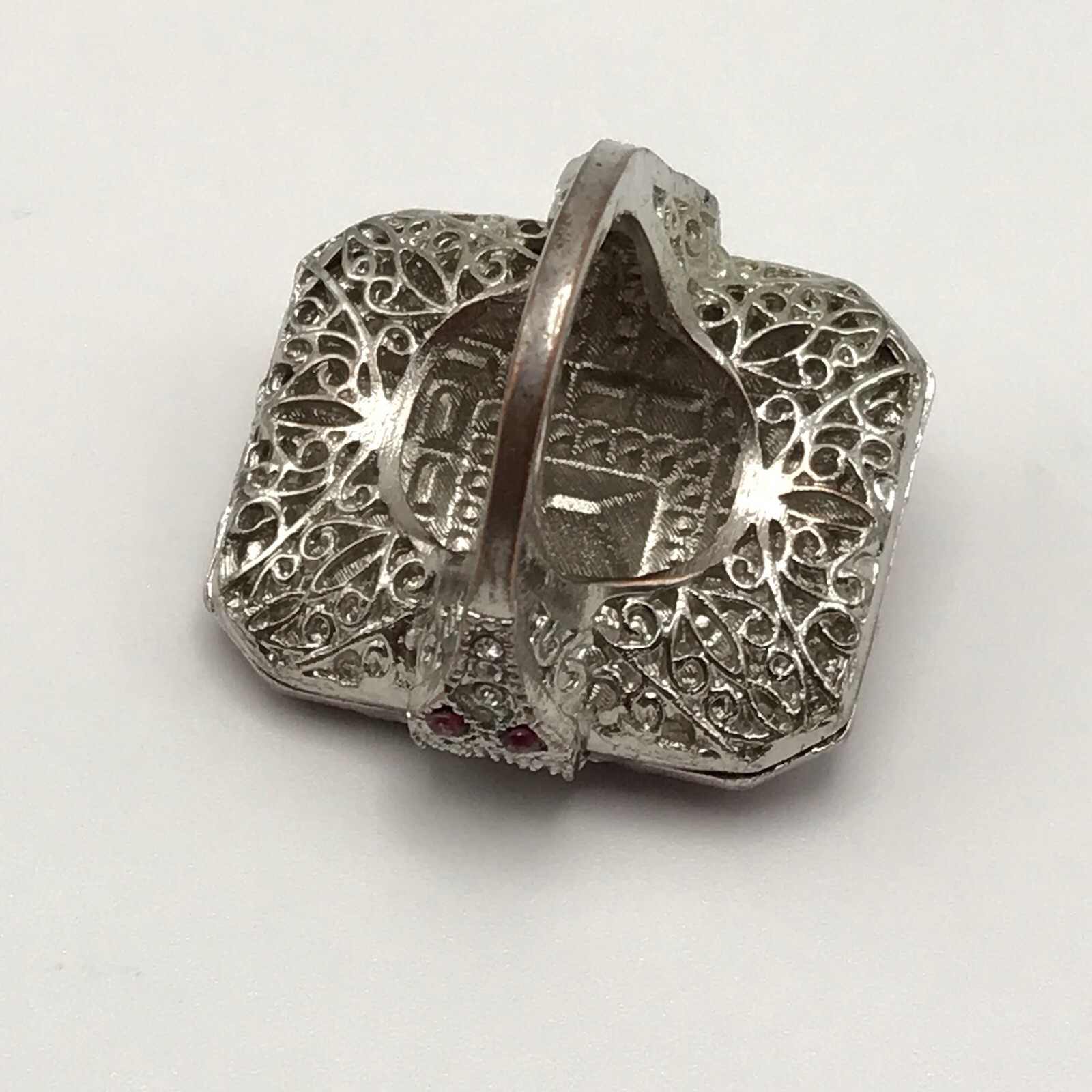 Large Art Deco Style Statement Ring Red Clear Cry… - image 7