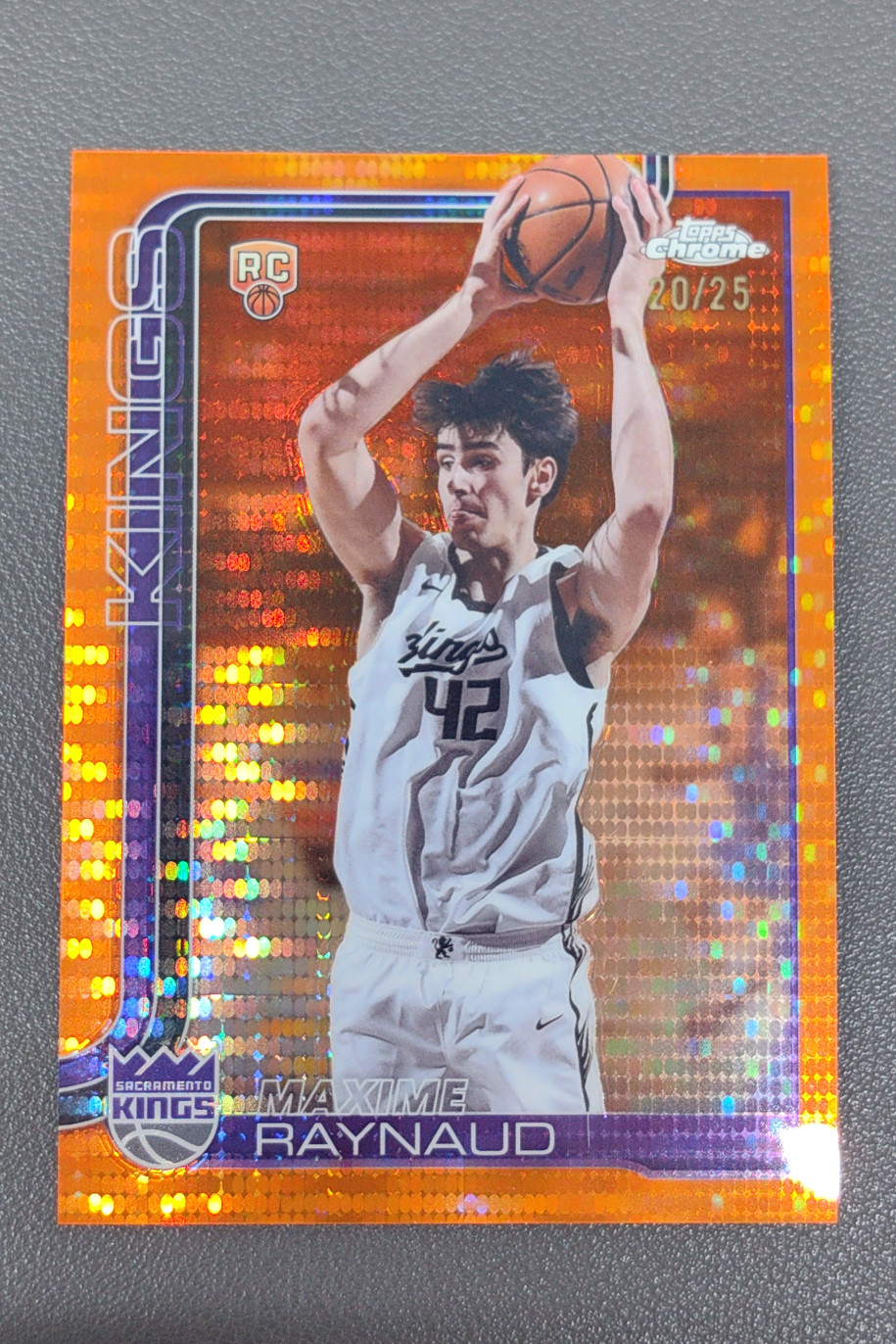 2025-26 Topps Chrome Maxime Raynaud RC Pulsar Orange Refractor /25 #293