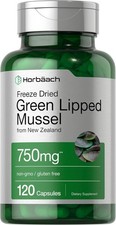 Green Lipped Mussel Capsules 750 mg  120 Count  from New Zealand  by Horbaach