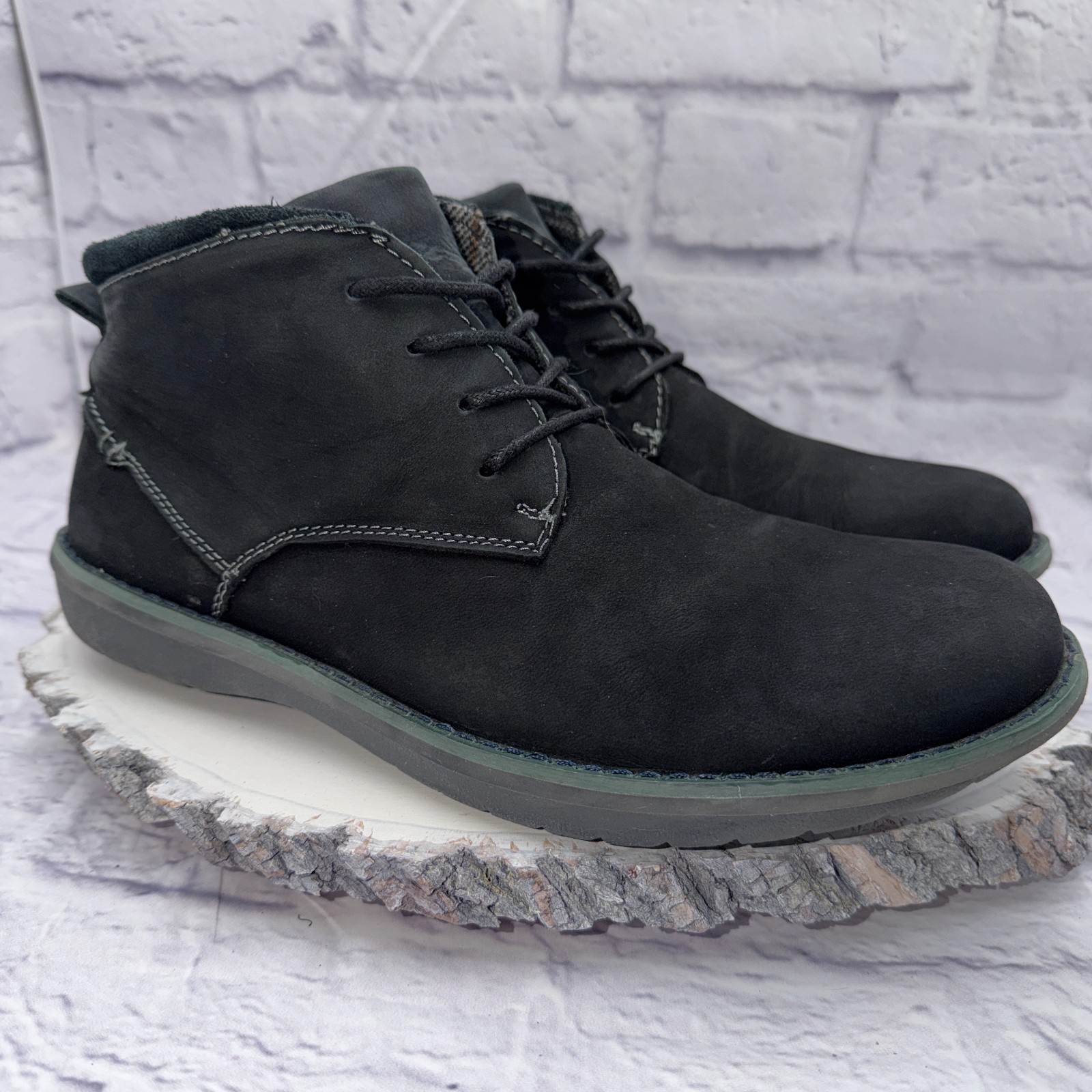 MUK LUKS Mens Black Leather Charlie Chukka Lace Up Ankle Boots Size 9
